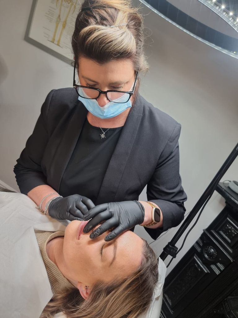 Professional lip filler procedure
